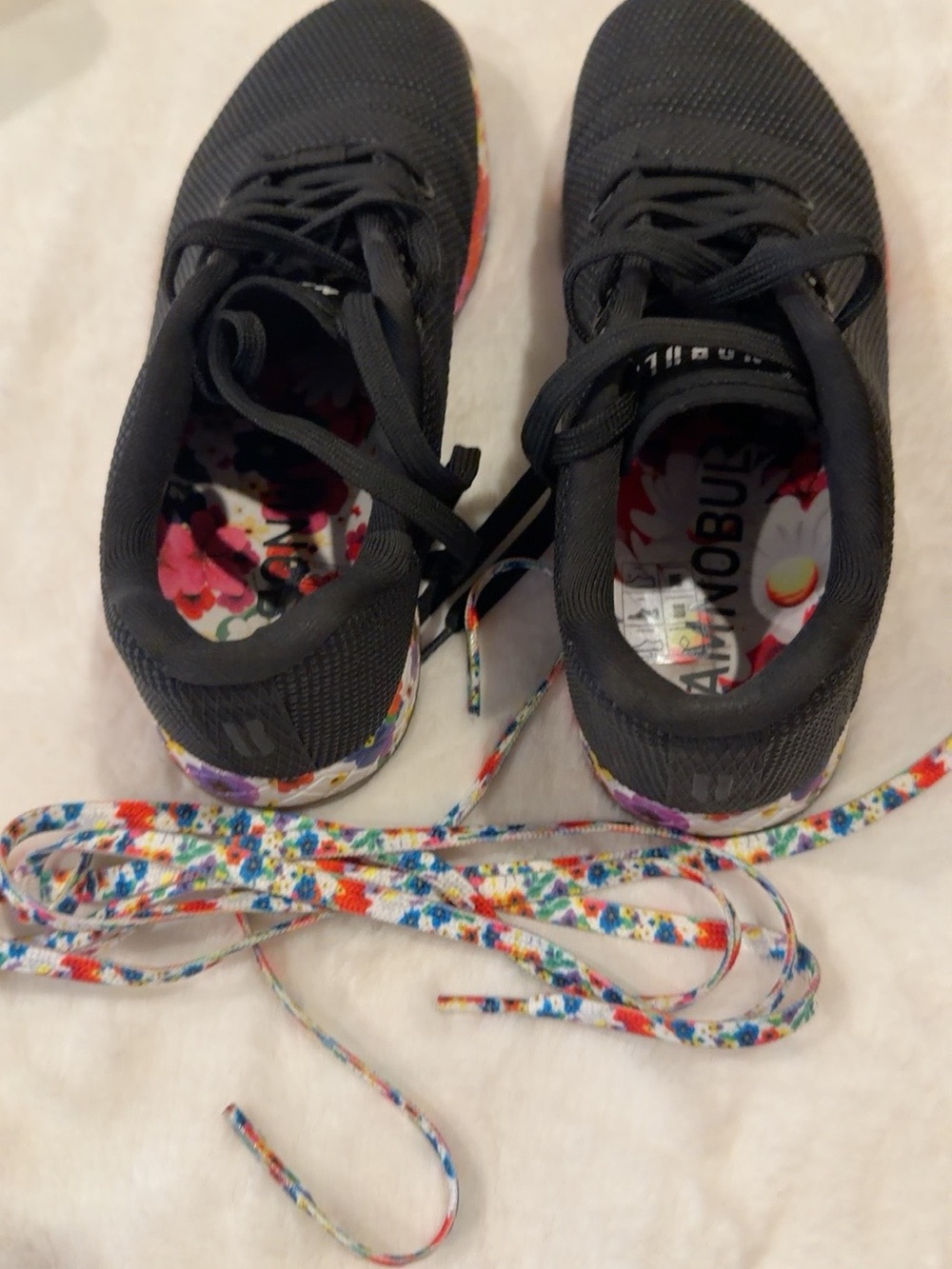 NOBULL Women’s Black Floral Trainers , 7.5M, + Box & Extra Laces